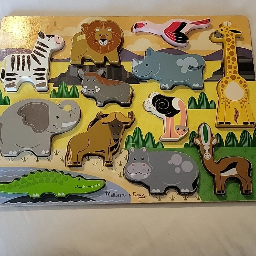 Melissa & Doug Safari Animal Puzzle, Jumbo Puzzle, 12 Animals
